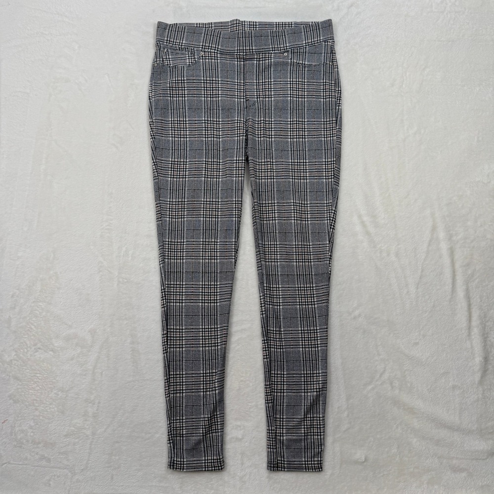 Seven7 Leggings Womens Large Black Brown Glen Plaid Pull On Skinny Stretch Pants